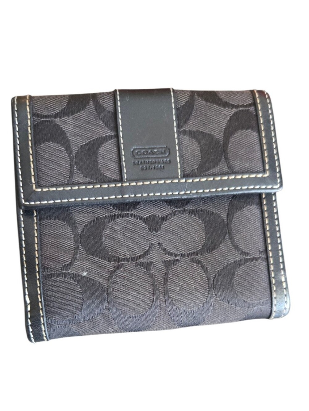 Coach Leatherware Signature Canvas Bifold Wallet Black Smoke Men Women
